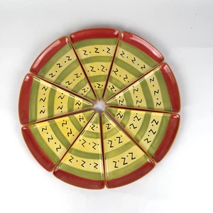 Pfaltzgraff PISTOULET Plato Rebanada Pizza Jana Kolpen Amarillo Verde Juego De 9 Usado en Excelente Condición - Imagen 1 de 9