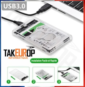 BOITIER EXTERNE PLASTIQUE MICRO USB 3.0 POUR DISQUE DUR SATA SSD 2.5 CORDON - Imagen 1 de 5