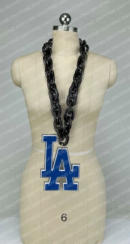 New MLB LOS ANGELES DODGERS BLACK Jumbo Big Fan Chain Necklace Foam MI USA Cover