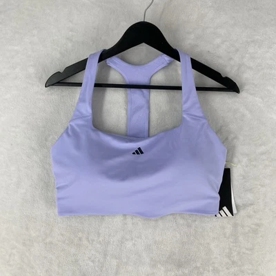 Adidas Sports Bra Women's XL Purple Pwim Racerback 3 Stripe Padded NEW $45 - Image 1 of 4
