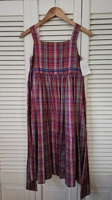 Strasburg Red Blue Plaid Ricrac Dress Girls 12 New With Tags NWT 100% Cotton  - Image 1 of 3