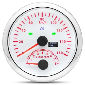 85mm Waterproof GPS Speedometer 160km/h With Tacho 8000RPM White For Boat Car - Picture 1 of 13