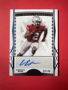2022 Emeka Egbuka RC Rookie Auto Signed Leaf Trinity Ohio State Tampa Bay 38/49 - Picture 1 of 2