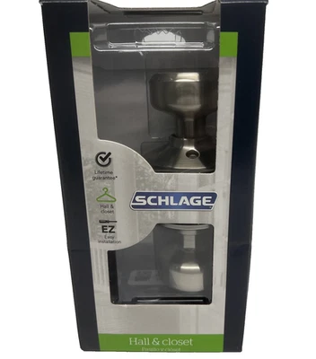 Hall And Closet  Door Knob Satin Nickel Schlage F10 BWE 619 NEW - Image 1 of 4