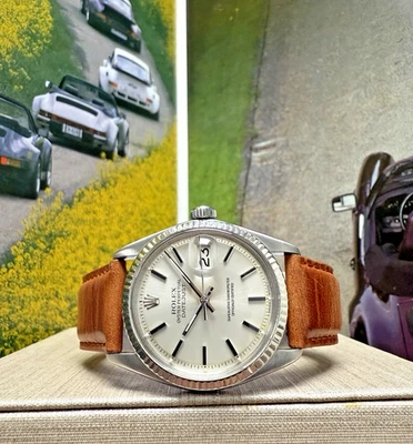 Mens Rolex Oyster Perpetual Datejust Stainless Steel Silver Dial 36mm Watch 1601 - Image 1 of 4