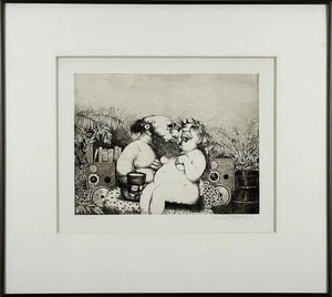 Charles Bragg The Kiss Etching Framed Matted Double Signed #79/399 19x21 - Picture 1 of 13
