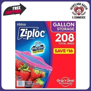 Ziploc Gallon Storage Bags with New Stay Open Design, 208 ct. FREE SHIPPING - Picture 1 of 8