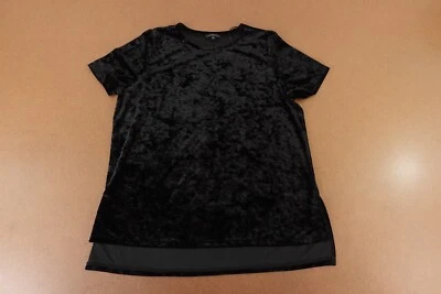 Top Pullover Lane Bryant Para Mujer Talla 14/16 Terciopelo Negro Manga Corta Cuello Redondo Foto 1 de 4