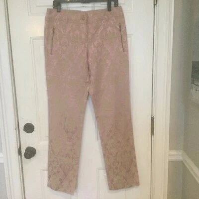 Pantalón Iceberg Brocado Rosa y Beige Vintage Talla 44/30 Hecho en Italia Foto 1 de 4