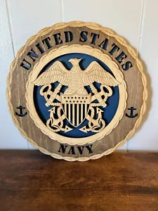 Nuevo Marina de los Estados Unidos 11 1/2" redondo, acento de placa láser, decoración de pared - Imagen 1 de 8