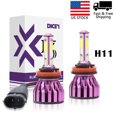 2X 4-Side H8 H9 H11 240W 375000LM LED Headlight Bulbs Conversion Kit 6000K White - Image 1 of 4
