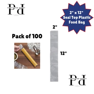 2" x 12" Seal Top Plastic Food Bag / Thickness: 2Mil / Color: Clear / 100 Bags - Picture 1 of 1