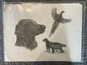 Ann Kilminster Signed Numbered Black Flat Coated Retriever Print 19x14 Pheasant - Picture 1 of 4