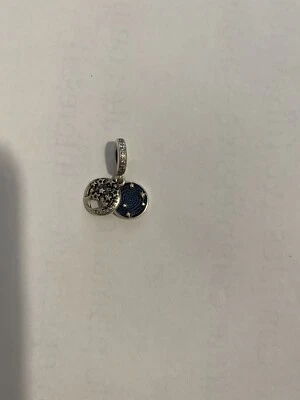 Charm Pandora Originale Doppio Albero e Luna nella Galassia,Argento,Zirconia - Immagine 1 di 3