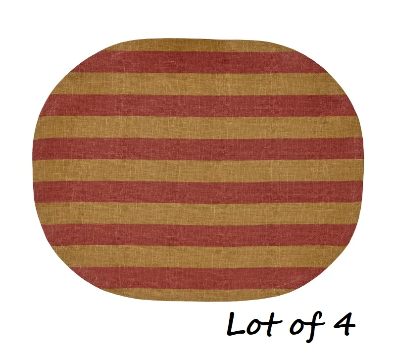 4x IKEA KRÖSAMOS KROSAMOS Place Mat Stripe Yellow-Red Brown (305.318.18)