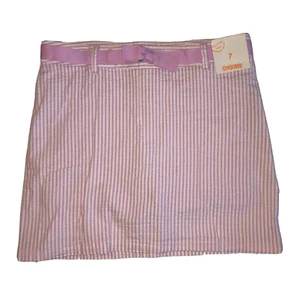 Gymboree Girls Skirt Skort 7 Seersucker Lavender Purple & White Striped Belt NWT - Picture 1 of 4