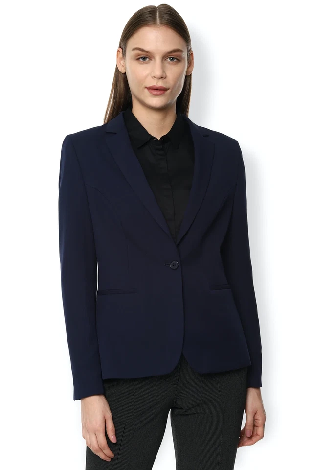 Blazer para mujer azul manga larga premium australiano de lana merino tendencia Foto 1 de 4