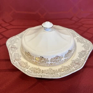 Natl Brotherhood Operative Potters 22K Gold Edge Covered Butter Dish Duane Vtg - Picture 1 of 17