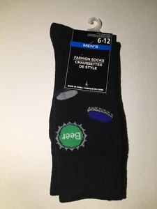 Men's Beer Bottle Cap Dress Casual Socks Shoe Size 6-12 Gift - Picture 1 of 2
