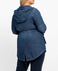 SHEEGO women's denim parka with hood, blue denim - Picture 1 of 4
