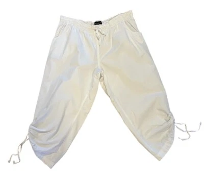 Oleg Cassini Deportivo Mujer Blanco Cordón Cintura Capris Bolsillos Dobladillo Reunido Foto 1 de 4