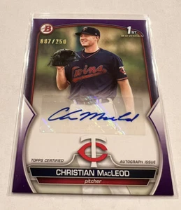 2023 Bowman Christian MacLeod #PPA-CMD 1st Bowman Purple /250 Twins Auto - Bild 1 von 2