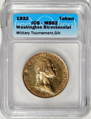 TORNEO MILITAR WASHINGTON BICENT 1932 ICG MS62 DORADO ~ CAMPO DE SOLDADOS DE CHICAGO Foto 1 de 2