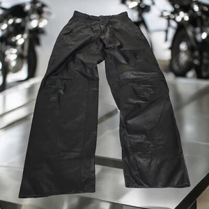 Chia 100% Leather Vintage Black Pants Size 30 Y2K Biker - Picture 1 of 10