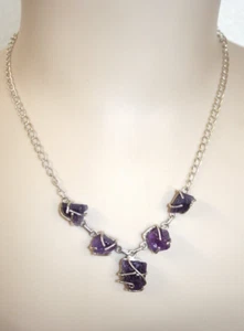 Hermoso y único collar de amatista de plata de ley de 18 pulgadas 13,2 gramos - Imagen 1 de 7