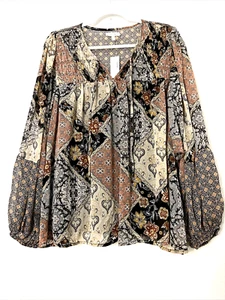 Maurices Top Blouse Size 2X Hobo Flared Hem Elastic At Wrist NWT - Picture 1 of 8