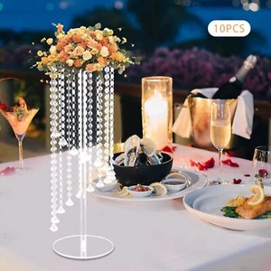 Clear Acrylic Vase for Centerpiece, 10Pcs Floor Vase Stand (23.6Inch Tall) - Picture 1 of 7