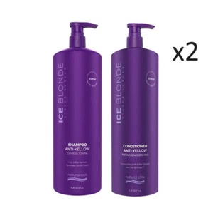 2x Natural Look Silver Screen Ice Blonde No Yellow Shampoo & Conditioner 1L Sets - Picture 1 of 16