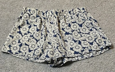 Pantalón Corto para Mujer Fifty Street Talla M Azul Marfil Bolsillos Florales Boho Country Foto 1 de 4