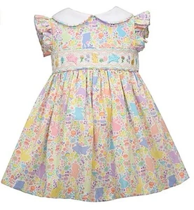 Bonnie Jean Baby Girl's Smocked Embroidered Easter Bunny Theme Dress-Size-18M - Picture 1 of 8