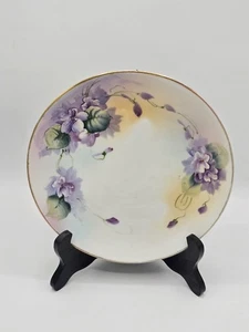 NIPPON JAPANESE Handbemalter Teller Floral Lila Creme Gold 7,5" Antik - Bild 1 von 7