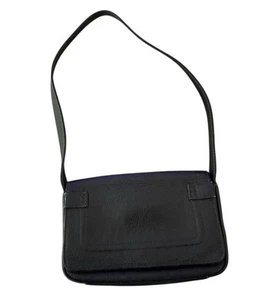 Fossil schwarz genarbtes Leder kleine Schultertasche Handtasche Frontklappe Vintage Y2K - Bild 1 von 8