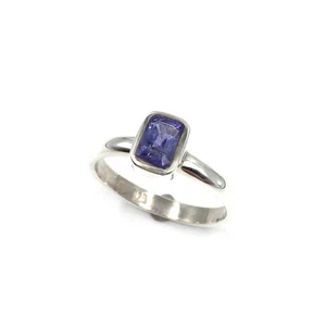 Elegante anello in argento 925 con iolite (zaffiro d'acqua) gemma blu 60,5 - Foto 1 di 16