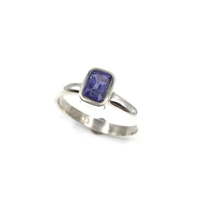 Elegante anello in argento 925 con iolite (zaffiro d'acqua) gemma blu 60,5 - Immagine 1 di 4