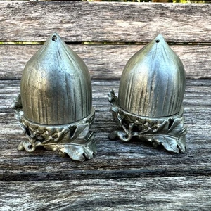 Vintage Set of Arthur Court Metal Acorn Salt & Pepper Shakers Made From Pewter - Picture 1 of 10