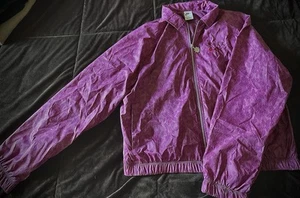 Nike Sport Cropped Jacket Wind Rain Resistant Embroidered Flower Magenta Large - Picture 1 of 5