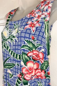 Vintage 90s REYN SPOONER Hawaiian HIBISCUS 🌺 Women’s Spun Rayon Maxi Dress XL - Picture 1 of 7