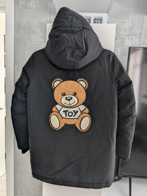 Moschino Teen Teddy Toy Hooded Down Jacket Puffer Bomber Coat Puffy Black 12 yrs - Image 1 of 4