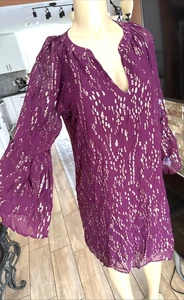 Lilly Pulitzer Shalynn Silk Blend Tunic Dress Metallic Details Size M bb2 - Picture 1 of 13