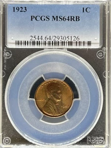 1923 Lincoln Cent MS64RB PCGS (#PA29305126) - Picture 1 of 2