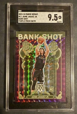 2023 Panini Mosaic Jaime Jaquez Jr. Bank Shot Mosaic Purple RC #’d 50/99 SGC 9.5 - Image 1 of 2