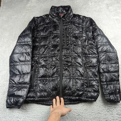 户外研究夹克男式 L 黑色 800 填充鹅绒丝轻便 — 第 1/4 张图片