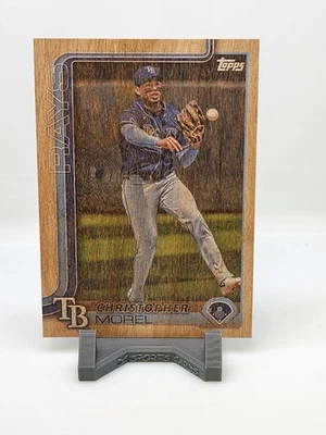 2025 Topps Series 1  CHRISTOPHER MOREL Wood Grain /25 Tampa Bay RAYS - Image 1 of 2