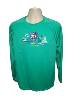 Camiseta deportiva NYRR United Airlines NYC 2019 Half Run para hombre verde medio manga larga Foto 1 de 4