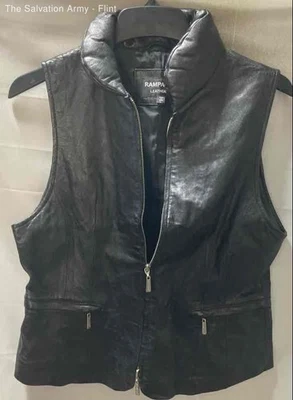 Rampage Mens Black Sleeveless Full-Zip Motorcycle Jacket Vest Size Large - Image 1 of 4