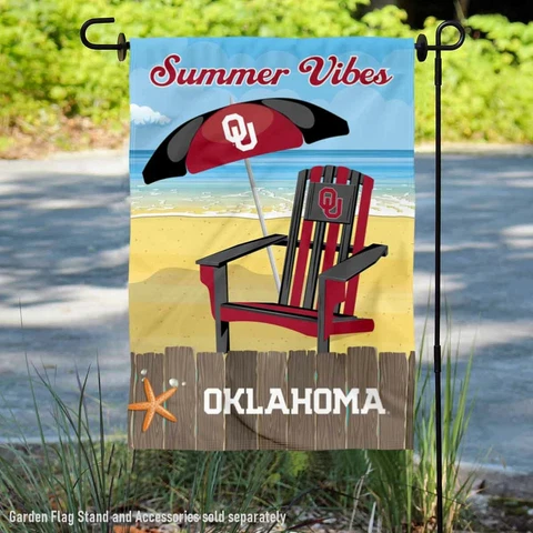 Oklahoma Sooners Summer Season Vibes Garden Flag and Yard Banner Cover